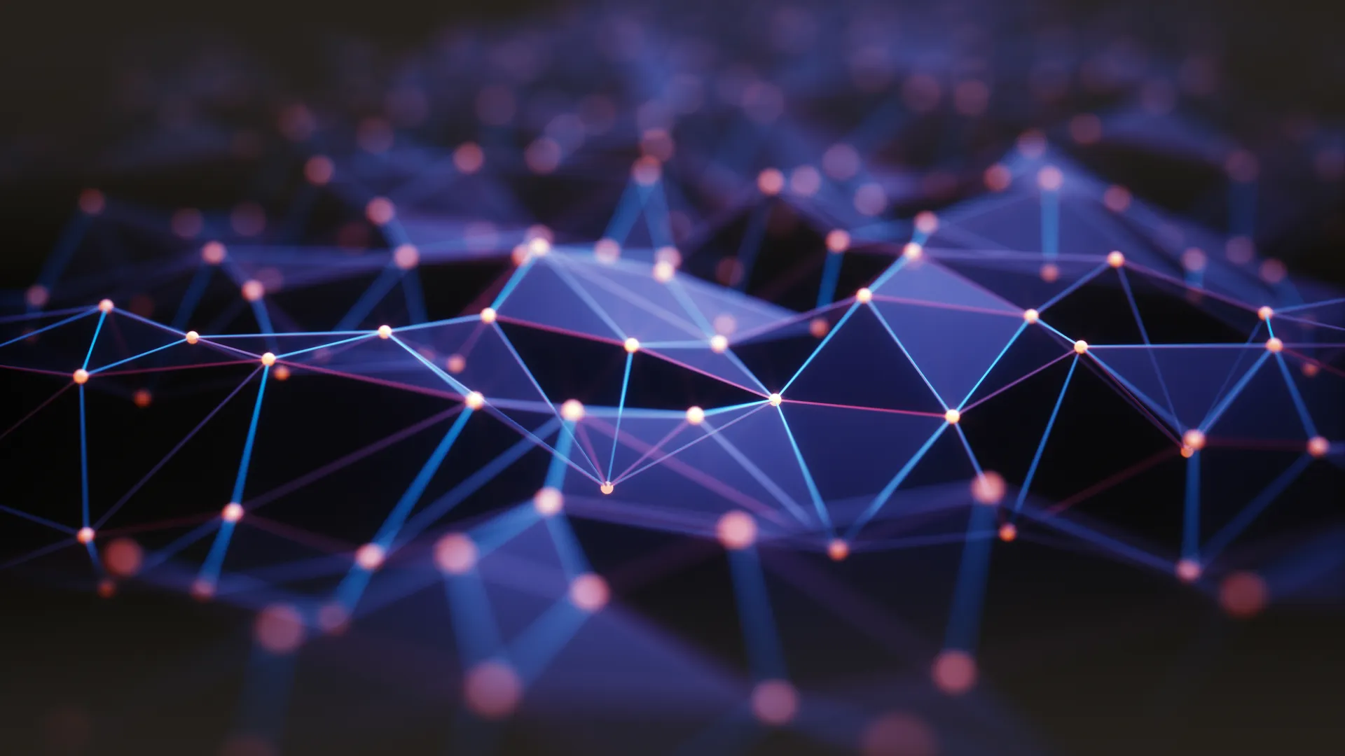 Artistic render of a lattice of interconnected nodes forming waves